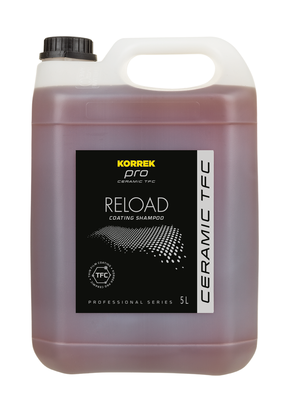 Korrek.fi RELOAD Coating Shampoo 5L ammattilaisille suunniteltu pesuaine ceramic-pinnoitteille TFC-teknologialla.